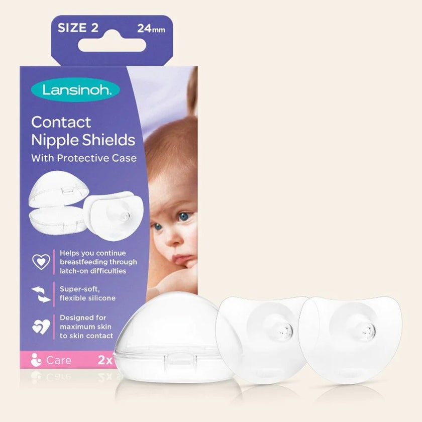 Lansinoh Contact Nipple Shields With Protective Case For Breastfeeding Moms, Size 2, 24mm, Pack of 2's