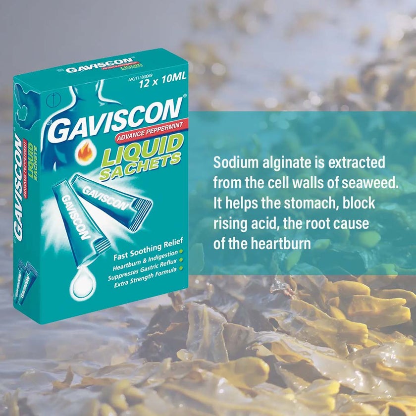 Gaviscon Advance Oral Sachets 10ml For Indigestion And Heartburn Peppermint Flavour, Pack of 12's