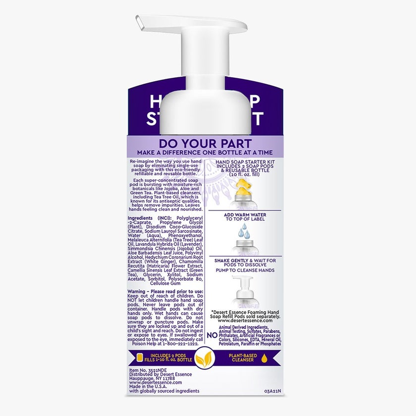Desert Essence Foaming Hand Wash Pods Starter Kit With Tea Tree Oil & Lavender 36ml