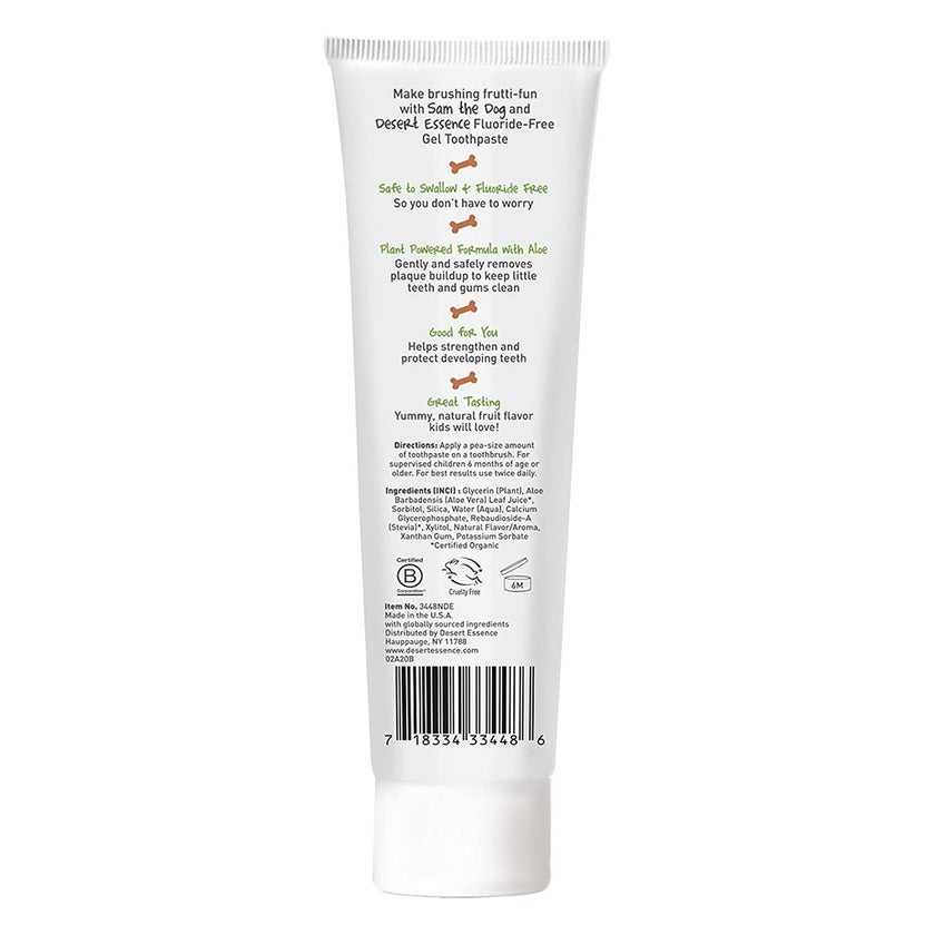 Desert Essence Tutti Frutti Fluoride-Free Kids Gel Toothpaste 133g