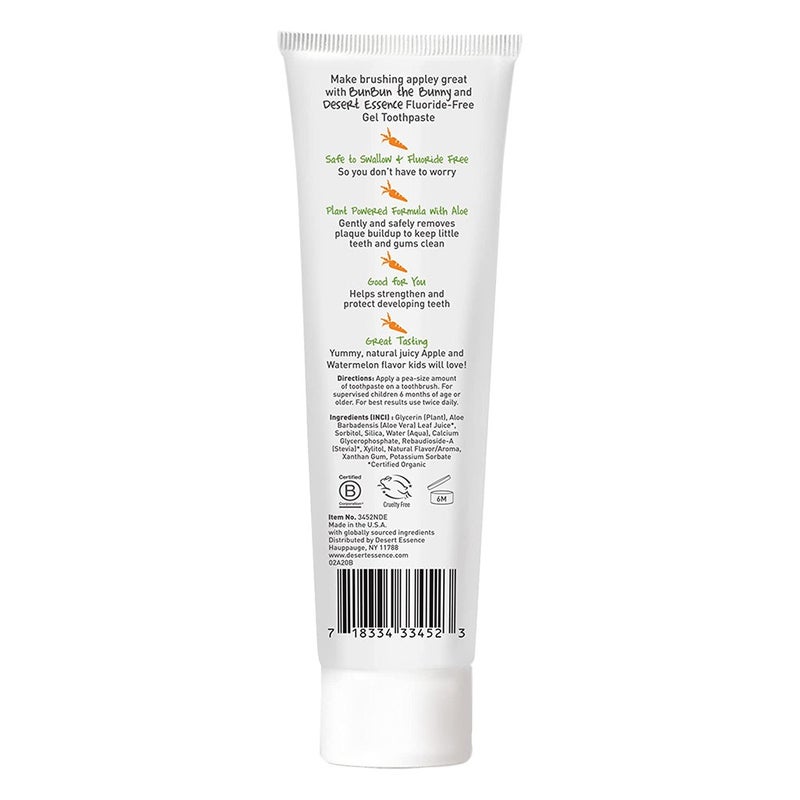 Desert Essence Green Apple & Watermelon Fluoride-Free Kids Gel Toothpaste 133g
