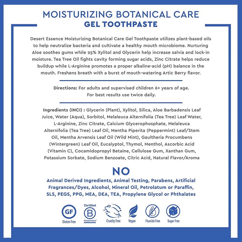 Desert Essence Moisturizing Botanical Care Fluoride-Free Gel Toothpaste 128g