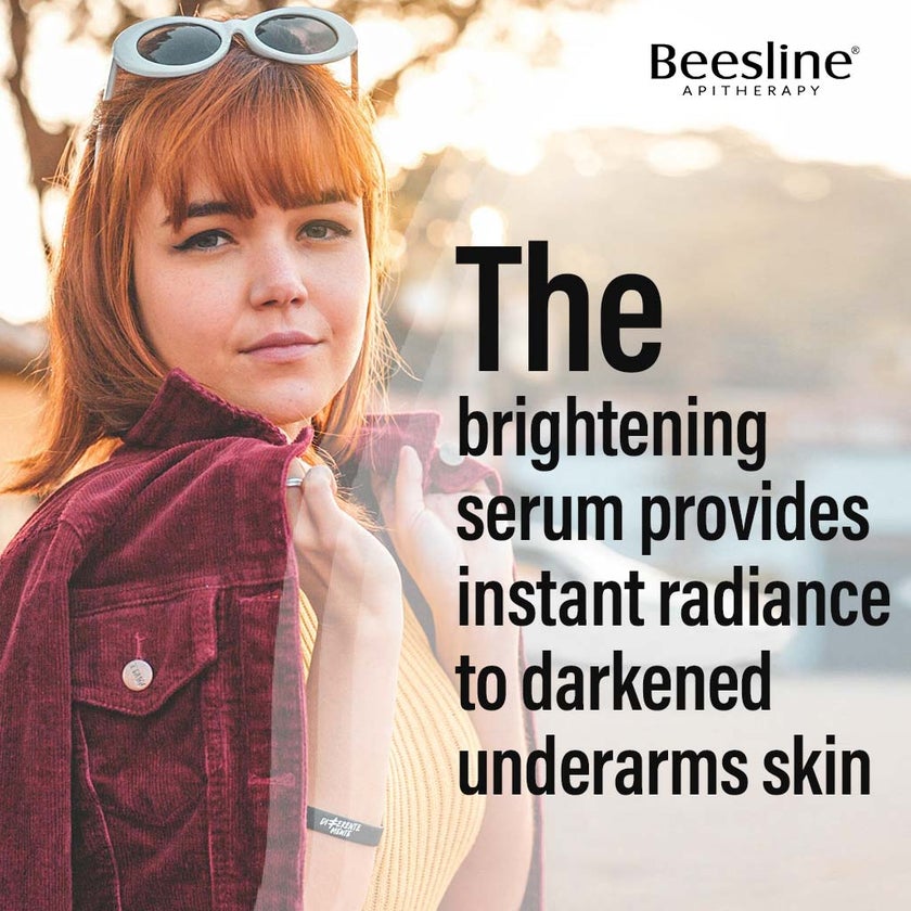 Beesline Radiant Bright Vitamin C Enriched Fast Dry Underarm Serum, Aluminum Free Antiperspirant Deodorant With Cucumber & Green Tea 150ml