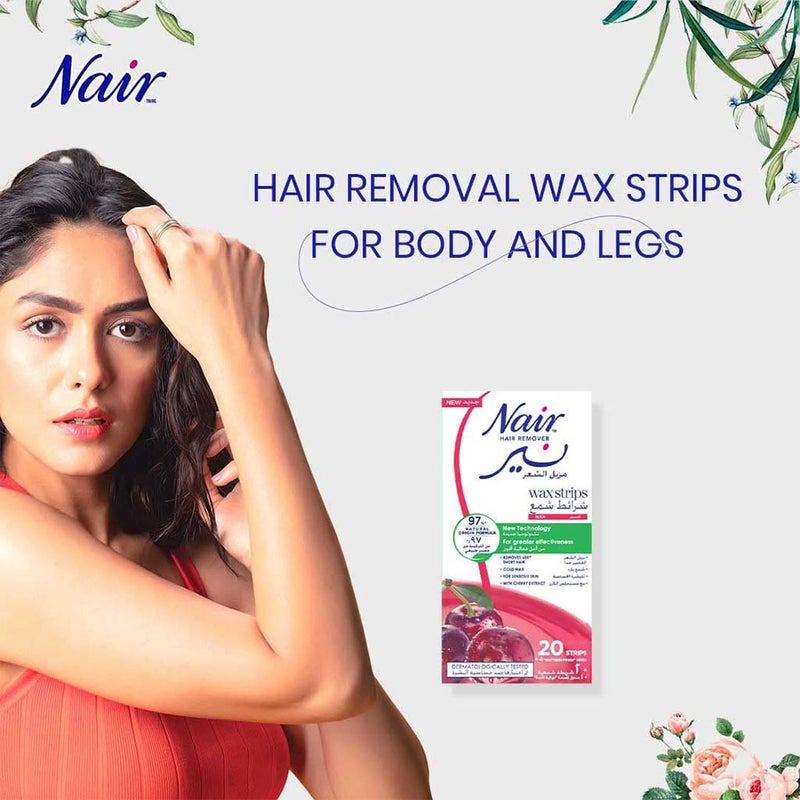 Nair Hair Remover Body Wax Strips With Cherry Extracts, Pack of 20's