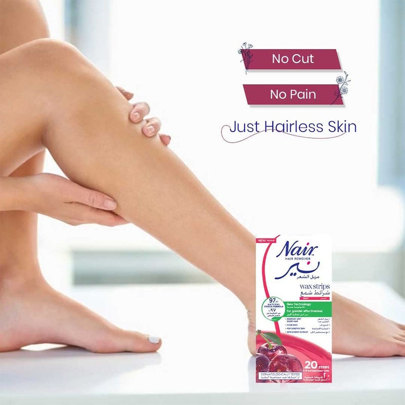 Nair Hair Remover Body Wax Strips With Cherry Extracts, Pack of 20's