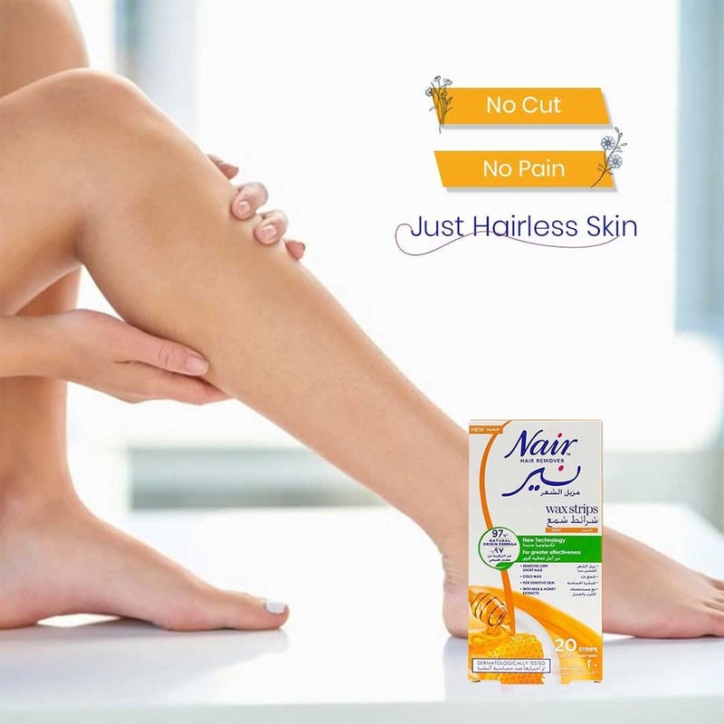 Nair Hair Remover Body Wax Strips With Milk & Honey Extract, Pack of 20's