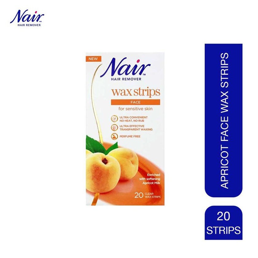 Nair Hair Remover Facial Wax Strips with Apricot Milk Extracts, Pack of 20's