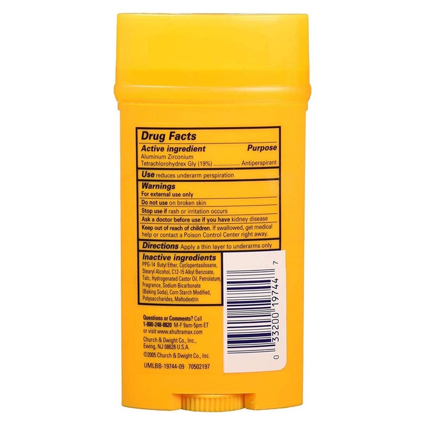 Arm & Hammer UltraMax Solid 48H Antiperspirant Deodorant Stick, Active Sport 73g