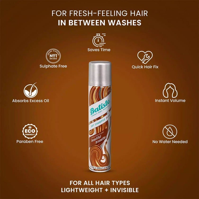 Batiste Instant Hair Refresh Dry Shampoo With A Hint Of Colour Beautiful Brunette 200ml