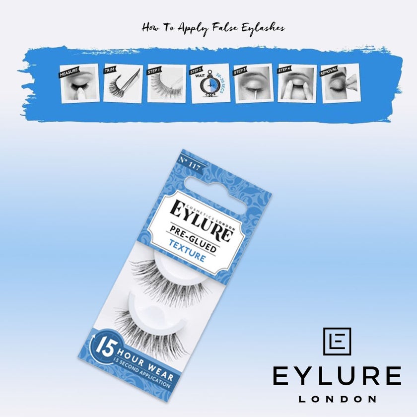 Eylure Pre-Glued False Eye Lashes 15H Wear - Texture No. 117, Pack of 1 pair