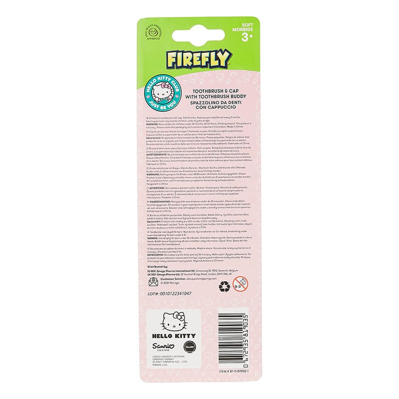 Firefly Hello Kitty Toothbrush With Cap & Toothbrush Buddy Toy For 3+ Year Kids, Pack of 1's