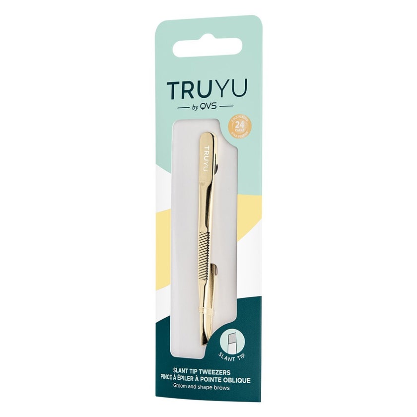 QVS Truyu Gold Plated Slant Tip Tweezer