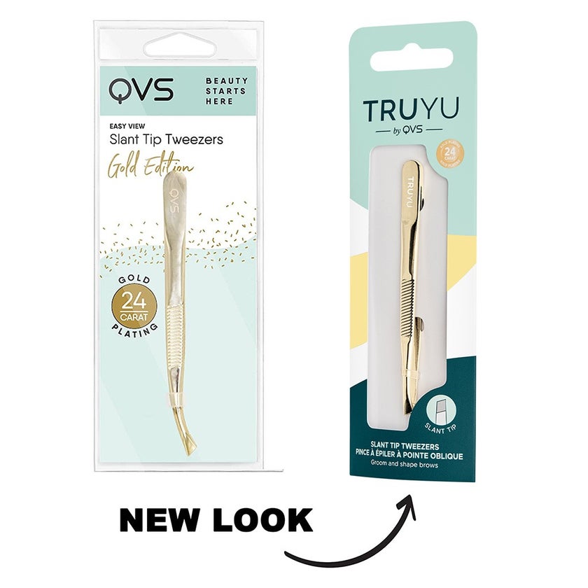 QVS Truyu Gold Plated Slant Tip Tweezer