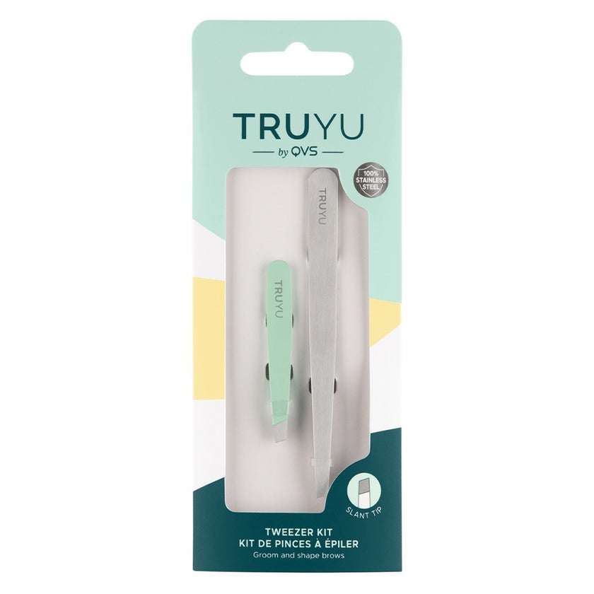 QVS Truyu Slant Tip Tweezer + Micro Tweezer, Tweezer Kit Pack of 2's