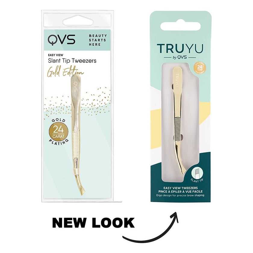 QVS Truyu Slant Tip Easy-View Gold Plated Tweezer