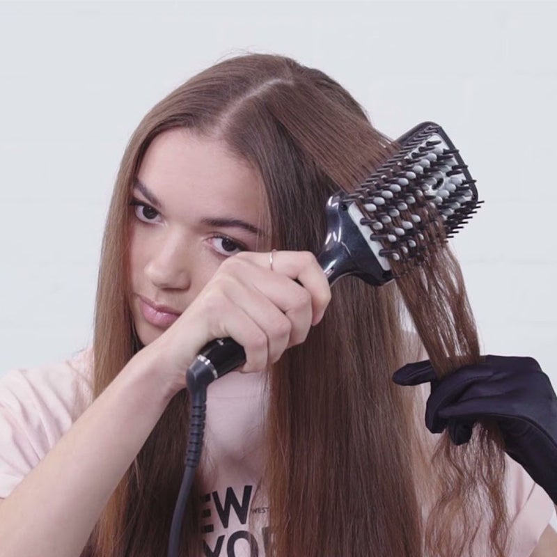 Babyliss Fast Smoothing Heated Hair Straightening & Styling Brush With 3D Technology, Advanced Ceramic Heating & Adjustable Temperature Settings- Black HSB101SDE
