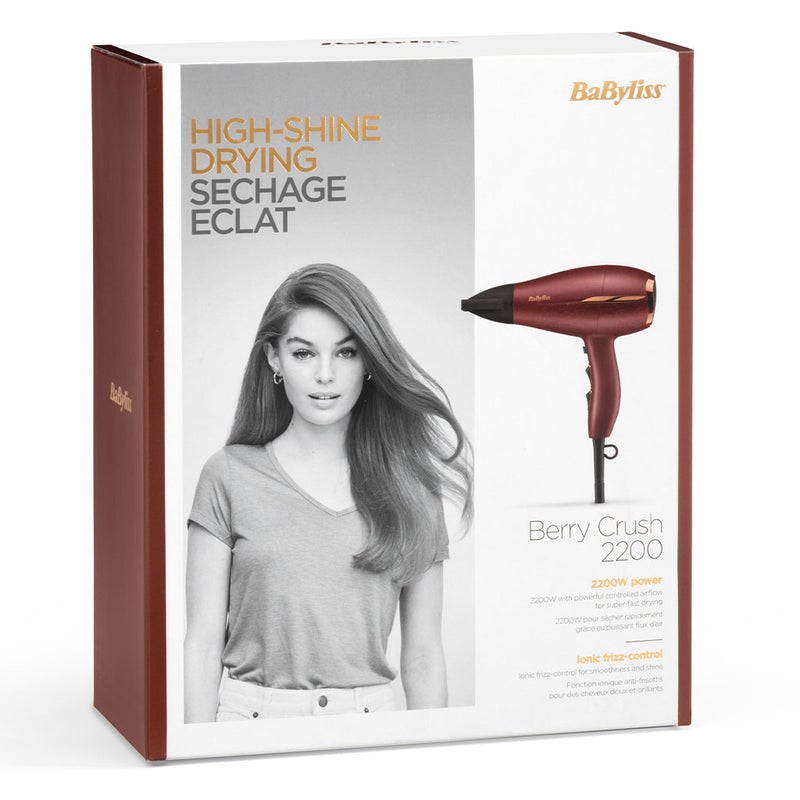 Babyliss High-Shine Drying 2200W Smooth Ultra fast Shine Boosting Hair Dryer - Berry Crush