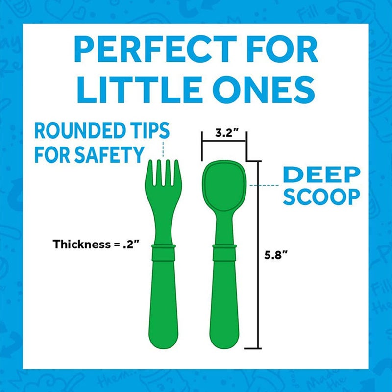 Re Play Feeding Utensil Set Of Spoon and Fork For Toddler & Infant, Orange, Yellow, Lime Green, Aqua Blue, Pack of 8 Pieces