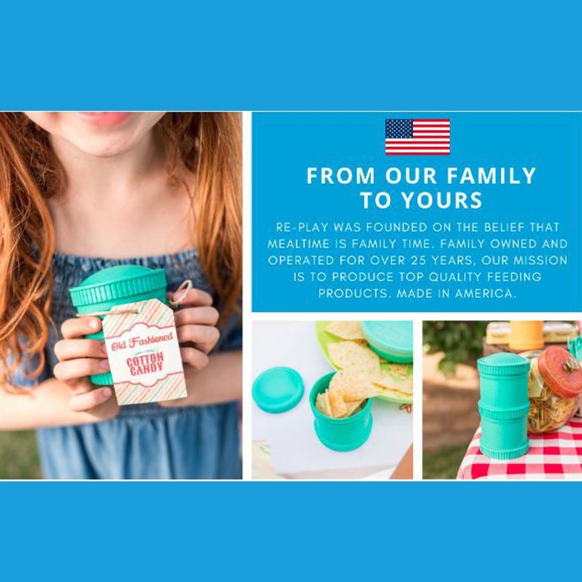 Re Play Portable Snack Stack With Storage & Travel Lid For Toddlers & Kids - Aqua Blue 12804-A