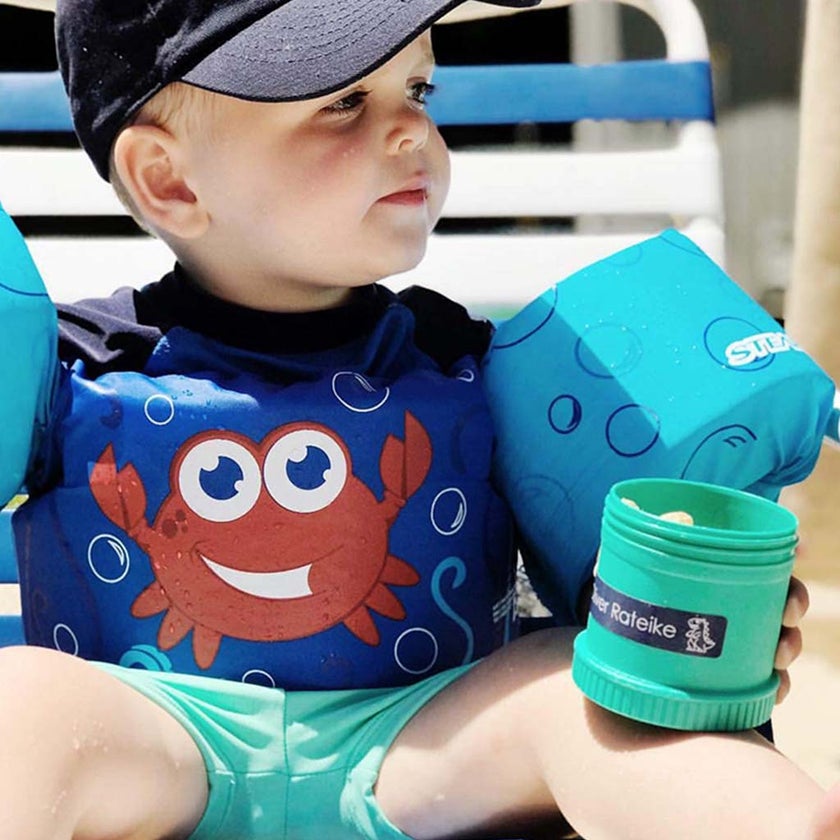 Re Play Portable Snack Stack With Storage & Travel Lid For Toddlers & Kids - Aqua Blue 12804-A