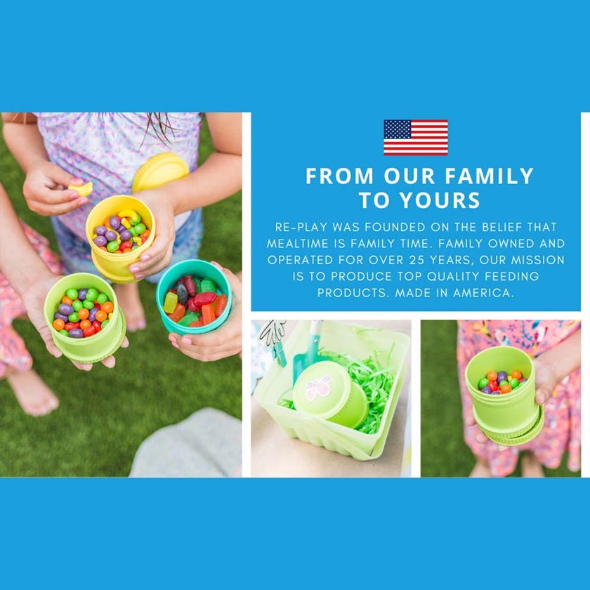 Re Play Portable Snack Stack With Storage & Travel Lid For Toddlers & Kids - Aqua Blue 12804-A