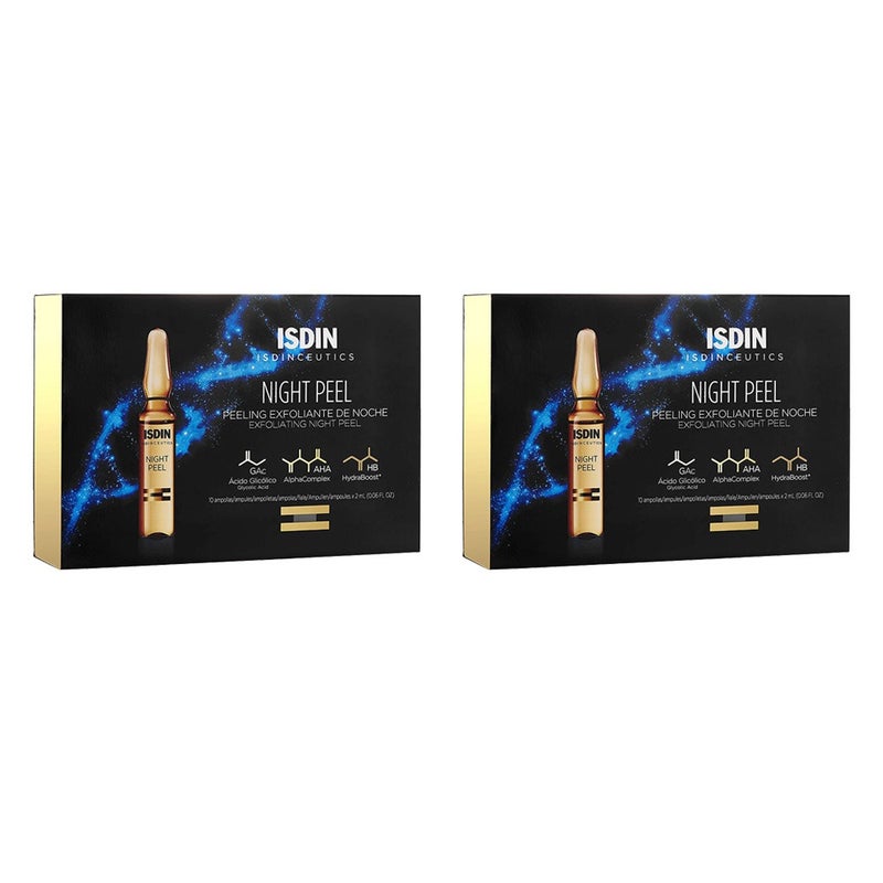 Isdin Isdinceutics Exfoliating Night Peeling Facial solution 2mlX10 Ampoules, PROMO PACK of 2 boxes