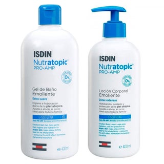 Isdin Nutratopic Pro-AMP Emollient Bath Gel 400ml + Isdin Nutratopic Pro-AMP Emollient Lotion For Atopic Skin 400ml PROMOPACK