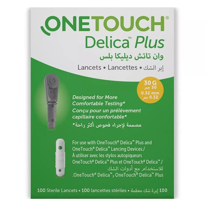 OneTouch Delica Plus Lancets 100*2 Boxes + Onetouch Delica Lancing Pen Device PROMOPACK
