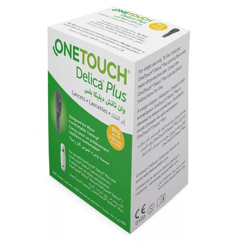 OneTouch Delica Plus Lancets 100*2 Boxes + Onetouch Delica Lancing Pen Device PROMOPACK