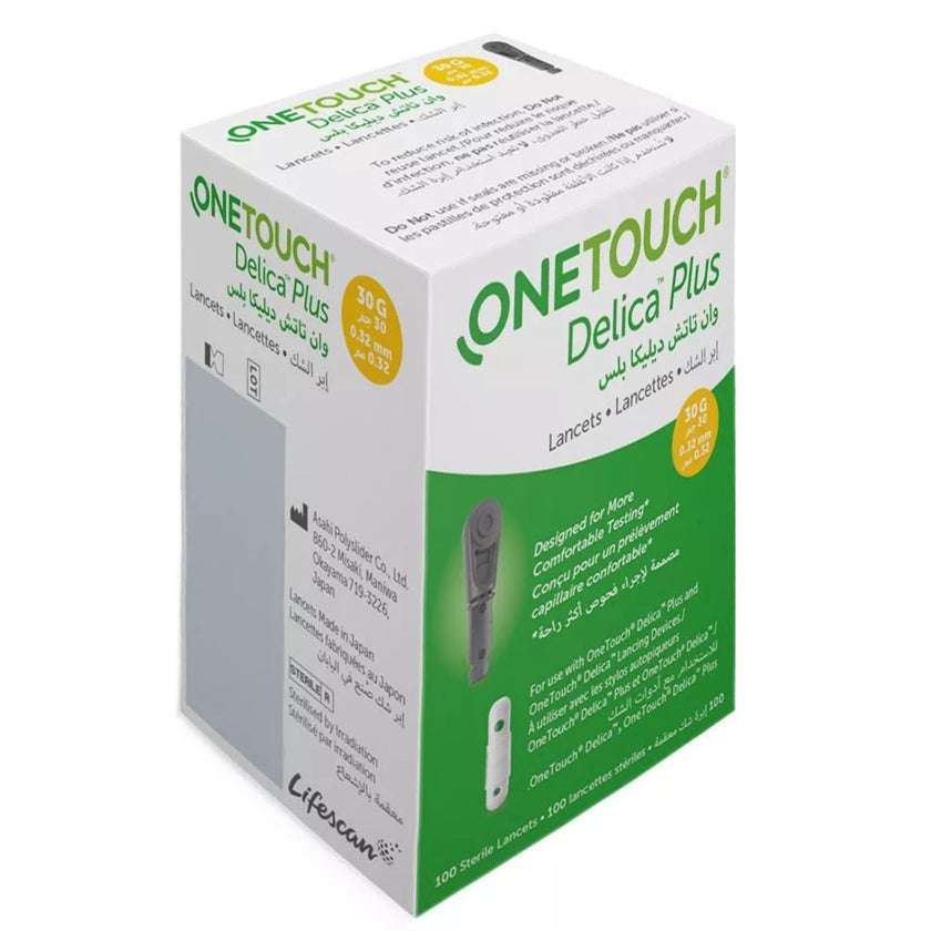 OneTouch Delica Plus Lancets 100*2 Boxes + Onetouch Delica Lancing Pen Device PROMOPACK