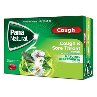 Pana Natural Cough And Sore Throat Lozenges Raspberry Flavour, Pack of 16's