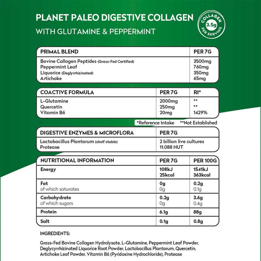 Planet Paleo Digestive Collagen With Glutamine And Peppermint 245g