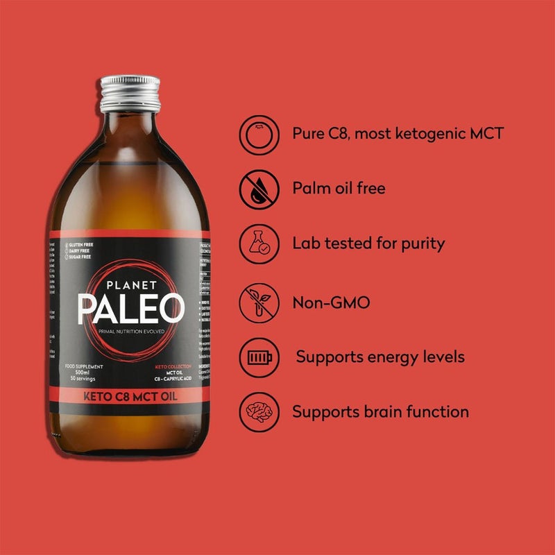 Planet Paleo Keto C8 MCT Oil 500ml, 50 Servings
