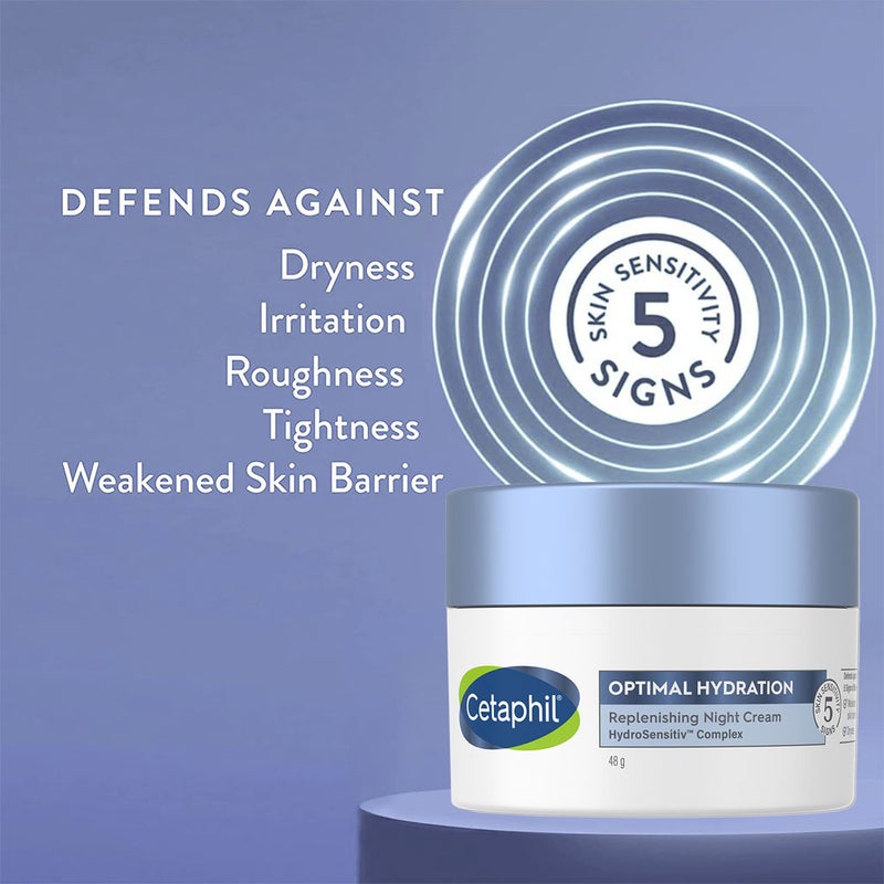 Cetaphil Optimal Hydration Replenishing Night Cream For Dry or Dehydrated Skin 48g