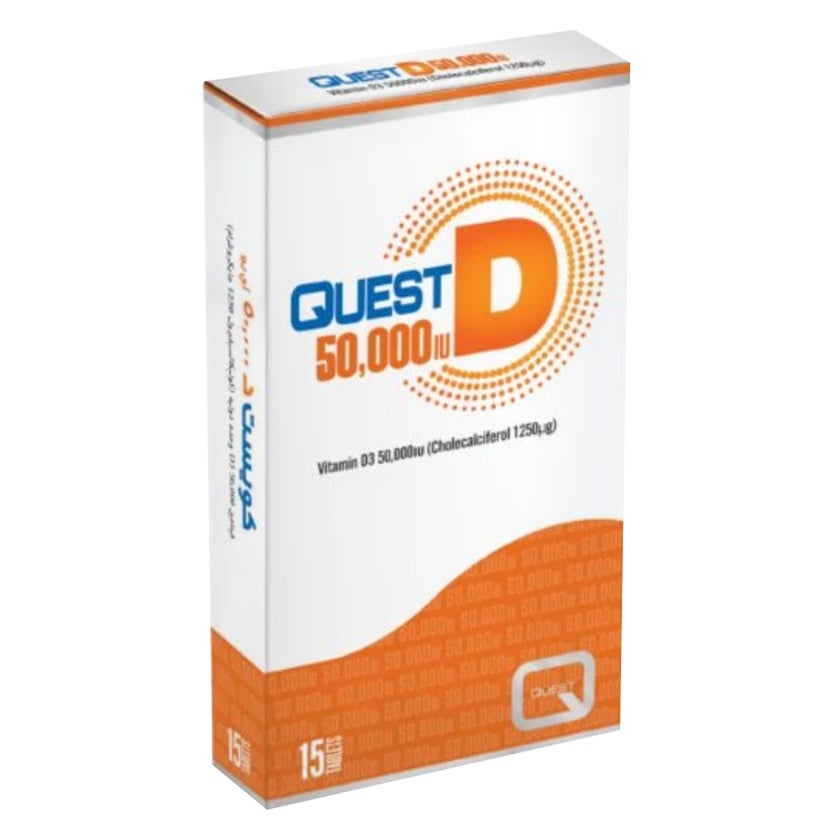 Quest D 50,000IU Vitamin D3 Supplement Tablets, Pack of 15’s