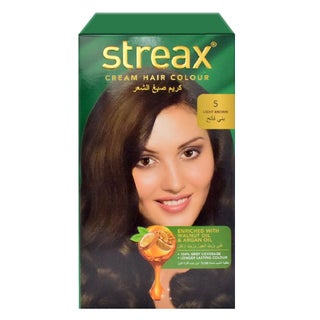 Streax Cream Hair Colour With Shine On Conditioner For All Hair Types - Light Brown 5