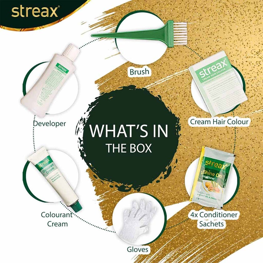 Streax Cream Hair Colour With Shine On Conditioner For All Hair Types - Natural Brown 4