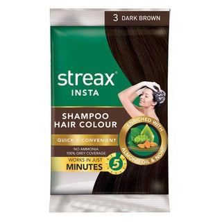 Streax No-Ammonia Insta Shampoo Hair Color - Dark Brown 3