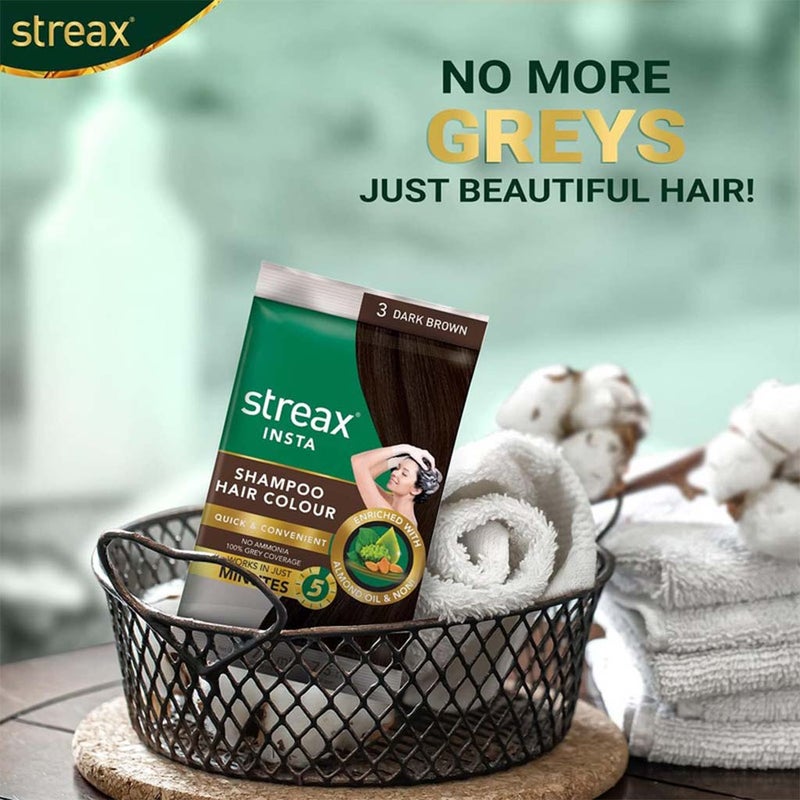 Streax No-Ammonia Insta Shampoo Hair Color - Dark Brown 3