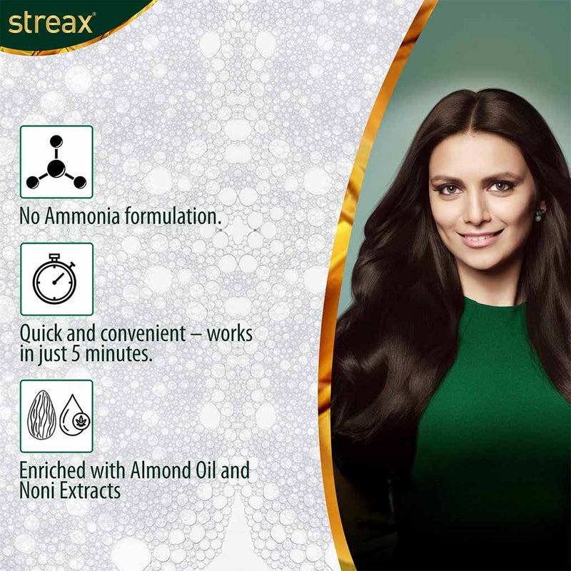 Streax No-Ammonia Insta Shampoo Hair Color - Dark Brown 3