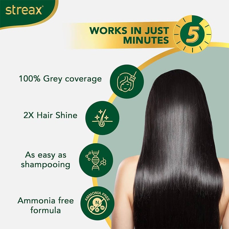 Streax No-Ammonia Insta Shampoo Hair Color - Dark Brown 3