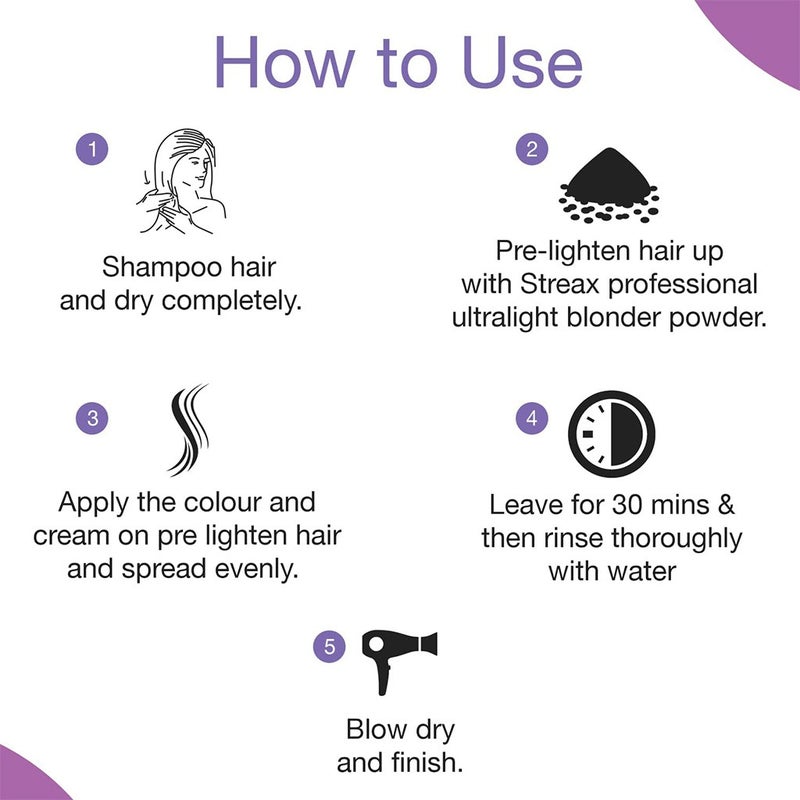 Streax Professional Hold & Play Ammonia & Peroxide - Free Funky Colors Semi-Permanent Hair Color Cream - Crazy Violet 100g