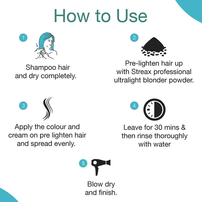 Streax Professional Hold & Play Ammonia & Peroxide - Free Funky Colors Semi-Permanent Hair Color Cream - Mystic Blue 100g