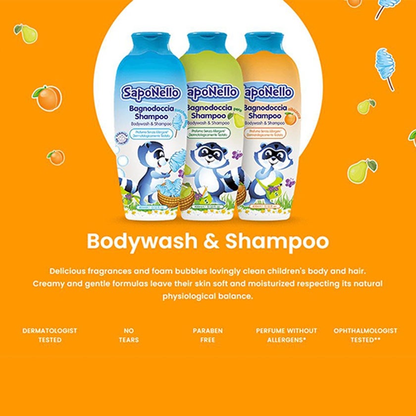Saponello Delicate Bodywash Shampoo Apricot For Children 400ml