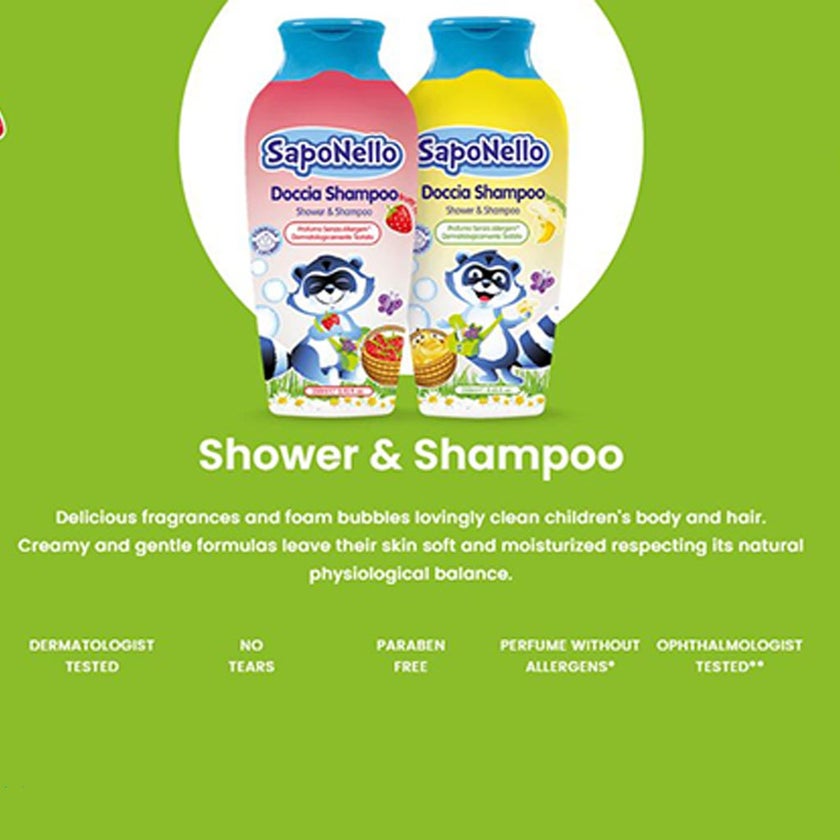 Saponello Delicate Shower & Hair Gel Shampoo For Children, Banana 250ml