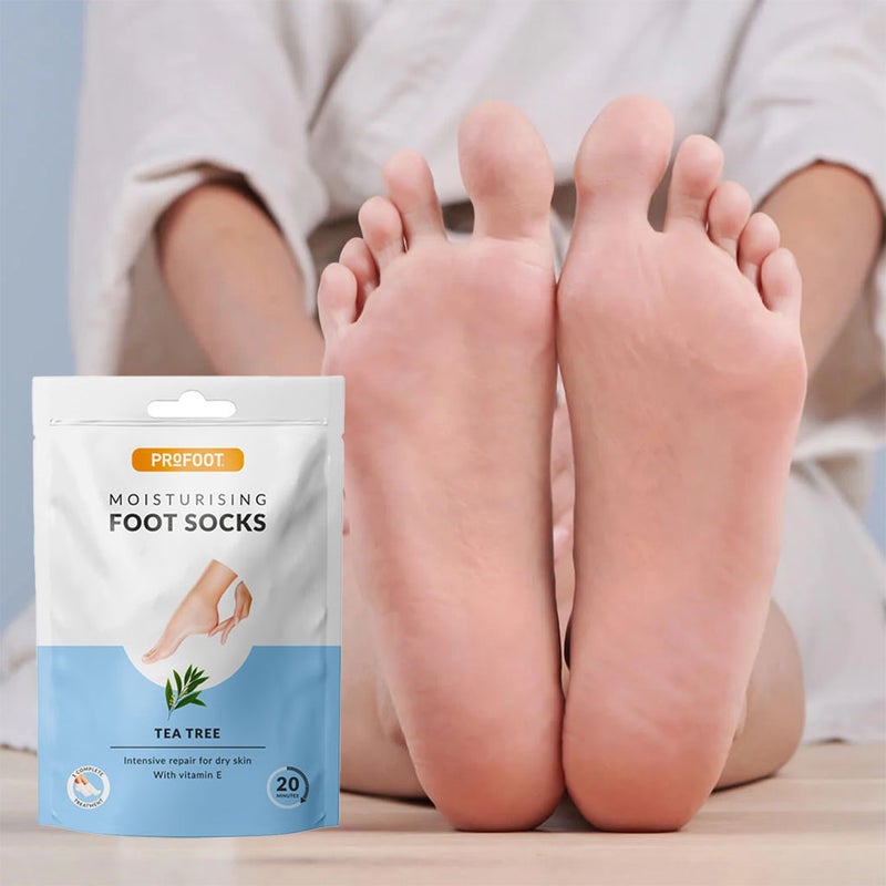 Profoot Deep Moisturizing Foot Socks With Tea Tree & Vitamin E For Dry Skin Repair, Pack of 1 Pair