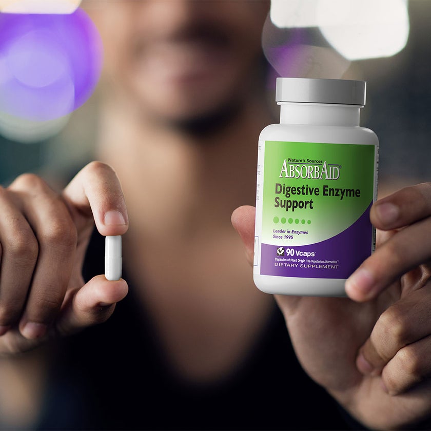 Nature's Sources AbsorbAid Digestive Enzyme Vegetarian Capsules For Digestive Support, Pack of 90's