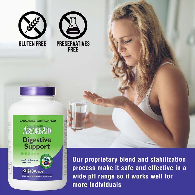 Nature's Sources AbsorbAid Digestive Enzyme Vegetarian Capsules For Digestive Support, Pack of 240's