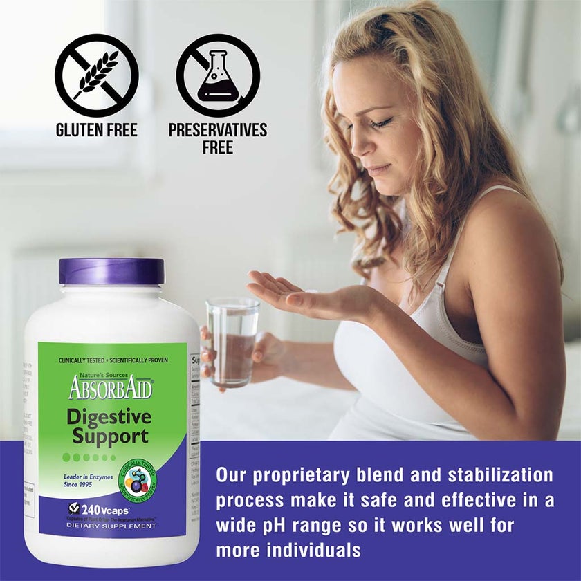Nature's Sources AbsorbAid Digestive Enzyme Vegetarian Capsules For Digestive Support, Pack of 240's