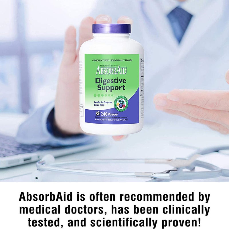 Nature's Sources AbsorbAid Digestive Enzyme Vegetarian Capsules For Digestive Support, Pack of 240's